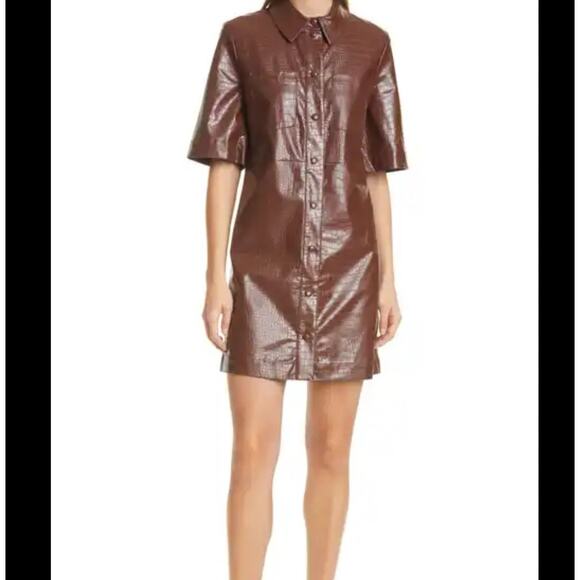 Womens Samsoe Samsoe Myla Alligator Shirt Dress Chocolate Fondant Size S - Picture 1 of 6